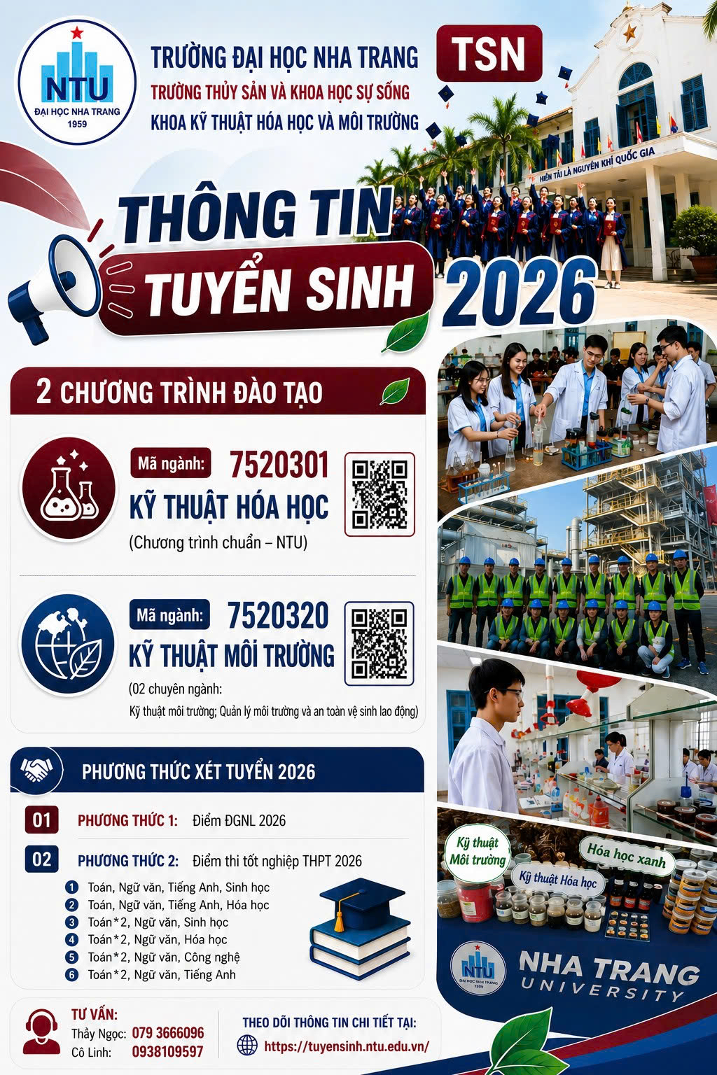 Thông tin tuyển sinh 2026 – Khoa Kỹ thuật Hóa học và Môi trường